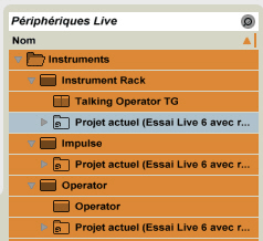 Ableton Live 6 : dossiers projets.